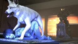 1animal 2boys 2girls 3d alien alien/human alien_girl all_fours animated artificial_intelligence asari ass bent_over blowjob blue_eyes blue_hair blue_skin bob_cut canine cortana cortana_v2 crossover dog doggy_style edit fellatio female female_focus female_on_feral feral feral_on_female from_behind furry halo_(series) halo_4 hologram human interspecies kneeling lerico213 liara_t'soni male male/female male_human/female_alien male_human/female_humanoid mass_effect master_chief microsoft noname55 nude oral penetration penis sex short_hair sound sound_edit source_filmmaker straight video watching watching_sex zoophilia