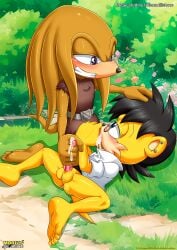 2boys anthro ash_mongoose ass balls barefoot bbmbbf blowjob blush bottomless charater:yanar_the_echidna cum cum_in_mouth cum_inside cum_on_hand cum_on_penis gay male male/male male_only masturbation mobian_(species) mobius_unleashed oral oral_sex palcomix penis sega sex sonic_(series) sonic_the_hedgehog_(series) teeth yaoi