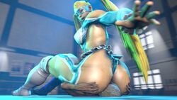 3d big_ass blueaurora3 face_in_ass facesitting large_ass rainbow_mika source_filmmaker street_fighter wrestling_outfit wrestling_ring