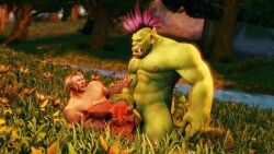 2boys anal anal_sex animated bara czad0ra draor forest_background grass green_skin human_(world_of_warcraft) interspecies male_focus male_only masturbation moaning nipple_piercing nipple_rings orc orc_(warcraft) outdoors pucker river sex size_difference video world_of_warcraft yaoi