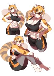 1girls abs big_breasts breasts female looking_at_viewer looking_down muscular muscular_anthro muscular_female muscular_thighs mx99926 oc short_hair sitting smile smiling smiling_at_viewer sole_female solo solo_female solo_focus sports_bra sweat_pants tail thick_thighs tiger tiger_ears tiger_girl tiger_print tiger_stripes tiger_tail waai_fu_(arknights) wide_hips