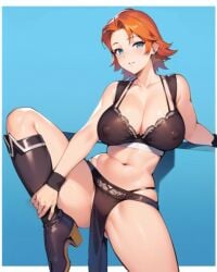 ai_generated blush blushing bra clash_(series) clash_of_clans clash_royale clothed clothed_female clothing cmai female female_only fully_clothed fully_clothed_female leg_up loincloth looking_at_viewer nipple_bulge orange_hair solo solo_female tagme valkyrie_(clash_of_clans) valkyrie_(clash_royale)