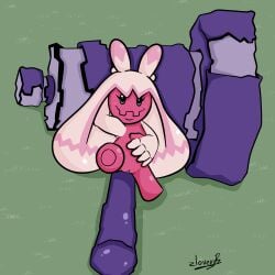 casual_exposure chunkypandaroo female feral generation_9_pokemon hammer hand_on_stomach hi_res nintendo pokemon pokemon_(species) presenting solo spread_legs spreading tinkaton tools