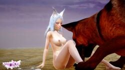 3d animal_humanoid bestiality big_breasts cat_tail dog female_on_feral fox_ears fox_girl fox_humanoid foxgirl kuuri long_hair nude nude_female riaykuras_playground tail whisker_markings white_hair white_hair_female zoophilia