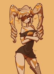 angry breasts candy_hair_ornament female ice_cream ice_cream_girl looking_at_viewer no_panties notyoursagittarius one_eye_closed t-shirt