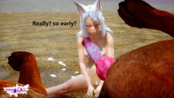 3d animal_humanoid bestiality big_breasts canine cat_tail female_on_feral fox_ears fox_girl fox_humanoid foxgirl kuuri long_hair nude nude_female riaykuras_playground tail whisker_markings white_hair white_hair_female zoophilia