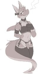 1boy dressed femboy furry lingerie penis retros solo white_background