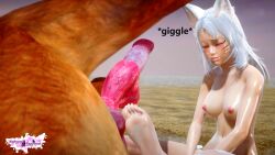 3d animal_humanoid bestiality big_breasts cat_tail fox_ears fox_girl fox_humanoid foxgirl kuuri long_hair nude nude_female riaykuras_playground tail whisker_markings white_hair white_hair_female zoophilia