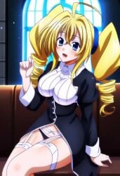 1girls ai_generated church high_school_dxd legs ravel_phenex sitting smile solo