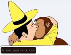 curious_george curious_george_(character) gay kissing tagme ted_shackleford the_man_in_the_yellow_hat yaoi