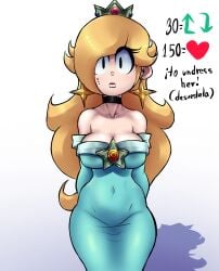 1girls blonde_hair breasts collar crown earrings female female_only light-skinned_female light_skin like_and_retweet looking_at_viewer mario_(series) mole nintendo penicilino123 pepitocuario123 princess_rosalina solo standing thighs