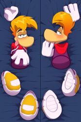 bed gloves half-closed_eyes hoodie rayman rayman_(series) tongue_out ubisoft