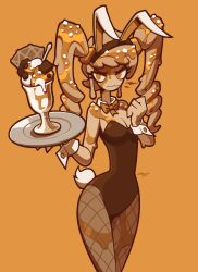 angry angry_face breasts bunny_ears bunny_girl bunnysuit fake_animal_ears female fishnets food food_creature food_humanoid humanization humanized ice_cream ice_cream_girl looking_at_viewer notyoursagittarius playboy_bunny solo solo_female solo_focus waiter waitress