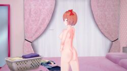 1boy 1girls 3d 3d_animation animated blue_eyes coral_pink_hair cum_on_body cum_on_breasts cum_on_face doki_doki_literature_club koikatsu longer_than_30_seconds mashirosolera no_sound nude penis penis_in_pussy penis_out red_bow sayori_(doki_doki_literature_club) sex tagme video video_games