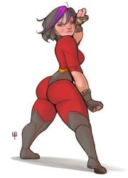 1girls ass ass_focus big_hero_6 big_hero_6:_the_series bodysuit cosplay crossover crossover_cosplay elastigirl_(cosplay) female female_only gogo_tomago hourglass_figure human human_only light-skinned_female light_skin marvel rear_view safe_for_work tight_clothing tomphelippe wide_hips