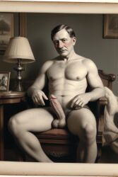 19th_century 1boy ai_generated big_balls big_penis daddy gay ia male male_only muscle older_male rd_(artist) solo solo_male