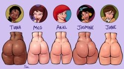 5girls aladdin aladdin_(1992_disney_film) ariel ariel_(the_little_mermaid) ass ass_chart ass_comparison ass_focus big_ass big_butt big_thighs black_body butt butt_focus cellulite comparing_asses crossover dark-skinned_female dat_ass disney disney_princess fat_ass fat_butt female female_only flipz89 giant_ass giant_butt gigantic_ass gigantic_butt hercules_(disney) hips huge_ass huge_butt huge_thighs jane_porter large_ass large_butt large_thighs light-skinned_female massive_ass massive_butt megara naked nude pawg princess princess_jasmine princess_tiana round_ass royalty take_your_pick tarzan_(1999_film) text the_little_mermaid the_little_mermaid_(1989_film) the_princess_and_the_frog thick thick_ass thick_hips thick_thighs thighs tiana uncensored white_body wide_ass wide_hips