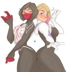 ass ass_focus eyebrow_piercing female female_only gwen_stacy hourglass_figure marvel safe_for_work silk_(marvel) spider spider-gwen spider-man:_into_the_spider-verse spider-man_(series) tight_clothing tomphelippe wide_hips