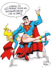 dc dc_comics female nik_zula spanked spanking supergirl superheroine superman superman_(series) text