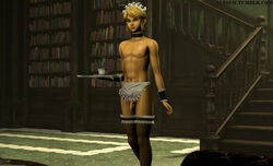 1boy androgynous avesfm femboy girly hyrule_warriors link link_(hyrule_warriors) maid maid_uniform male male_only naked_apron penis poster small_penis solo solo_male source_filmmaker the_legend_of_zelda trap