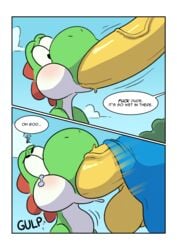 2boys comic deepthroat dialogue duo english_text fellatio femboy girly green_yoshi huge_cock hyper kamek komdog komponi male male_only mario_(series) nintendo oral penis protagonistsub_antagonistdom super_mario_bros. text video_games yaoi yoshi