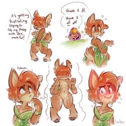 2018 4_fingers activision anthro arm_wraps ass bianca_(spyro) blush bottomless buckteeth cervine clothed clothing dialogue elora embarrassed english_text faun female female_focus female_only flat_chested fur green_eyes hair hedge hood hooves humanoid_hands lagomorph leaf_clothing looking_at_viewer mammal masturbation navel nude orange_fur panken pussy pussy_juice rabbit shaved_pussy short_hair signature simple_background skirt smile solo speech_bubble spyro_the_dragon standing surprise sweat teeth text thinking thought_bubble underwear video_games white_background wraps