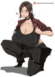 1girls breasts claire_redfield female female_focus female_only large_breasts light-skinned_female light_skin resident_evil rogolderr solo thick_thighs thighs white_background wide_hips