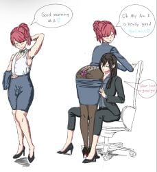buttplug crossdressing cute_femboy femboy femboy_office femdom high_heels office_lady pantyhose sex_toy