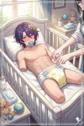 1girls ai_generated amputee diaper dr._ratio_(honkai:_star_rail) honkai:_star_rail limbless pacifier quadruple_amputee