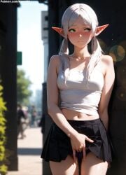 1girls 2d ai_generated bare_shoulders belly blue_eyes blush breasts chest cute detailed elf elf_ears elf_female elf_girl eye_contact eyelashes eyeshadow female female_only fingering fit fit_female focus frieren high_quality legs light-skinned_female light_skin lips lipstick long_hair makeup mascara masturbation medium_breasts midriff nai_diffusion nero100 nipples no_bra pale-skinned_female pale_skin party petite petite_body petite_female ponytail pussy seductive seductive_eyes seductive_look side_ponytail skinny skinny_girl sliver_hair small_breasts sousou_no_frieren stable_diffusion standing_masturbation tagme teenage_girl teenager thighs thin thin_female thin_waist topless vagina vaginal_insertion very_long_hair white_hair young