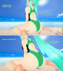 3d 3girls ass beach blonde_hair body_growth body_growth_(enlargement) english_text female giantess green_hair growth huge_ass koikatsu mythra mythra_(radiant_beach)_(xenoblade) mythra_(xenoblade) nintendo one-piece_swimsuit pneuma_(xenoblade) pyra pyra_(pro_swimmer)_(xenoblade) pyra_(xenoblade) red_hair size_difference swimsuit text xavierhuge xenoblade_(series) xenoblade_chronicles_2