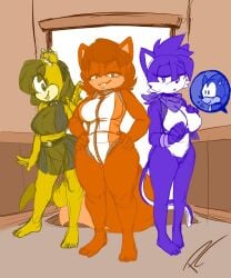 1boy 3girls 5_toes anthro archie_comics bandana barefoot breasts clothed clothing fakeryway feet female fiona_fox genitals group hershey_the_cat hi_res humanoid_feet imminent_sex male mina_mongoose multiple_females multiple_girls naked nude pleasure_castle pussy sega sonic_(series) sonic_the_hedgehog sonic_the_hedgehog_(archie) sonic_the_hedgehog_(comics) sonic_the_hedgehog_(series) straight toes