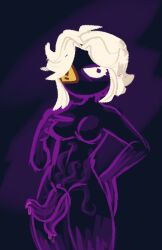 black_body eyepatch futa_only futanari jelipherr jelipherr_(artist) oc original_character shapeshifter smug_face solo solo_female tentacle white_hair