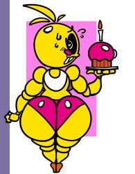 1girls animatronic animatronic_female ass ass_focus back_view big_ass chicken chicken_girl cupcake_(fnaf) female five_nights_at_freddy's five_nights_at_freddy's_2 fnaf looking_back phasianid robot robot_girl scottgames shortstack shortstack_female solo tmgthejust toy_chica_(fnaf) yellow yellow_skin