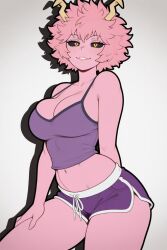 ai_generated big_ass big_breasts boku_no_hero_academia female female_only mina_ashido my_hero_academia pink_skin seductive_look shorts staring_at_viewer thick_thighs