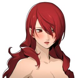 1girl 1girls accurate_art_style asian atlus bare_shoulders big_breasts blush breasts breasts_out cleavage completely_nude curvy edit edited embarrased_nude_female embarrassed exposed_breasts facing_viewer female female_only hair_over_one_eye hi_res human large_breasts light-skinned_female light_skin long_hair looking_to_the_side megami_tensei mitsuru_kirijo mitsuru_portrait_edit naked nude nude_female official_style open_eyes open_mouth out_of_frame pale-skinned_female pale_skin persona persona_3 persona_3_reload red_eyes red_hair sega shy skinny slim solo solo_female transparent_background