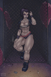 big_breasts breasts cigarette cleavage dc dc_comics female female_only hair large_breasts pale-skinned_female pale_skin pose purple_eyes purple_hair rachel_roth raven_(dc) satyrsatyr short_shorts shorts sleazy smooth_skin solo teen_titans thick_thighs thighs