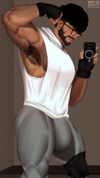 bara bara_body clothed clothed_male clothing dilf flexing gym_clothes gym_clothing hairy hairy_male human human_male human_only munia_hentai muscular muscular_male