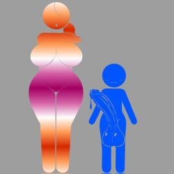 1boy 1girls big_breasts big_penis erect female huge_cock lesbian lesbian_female lesbian_pride_colors lesbian_with_male midget orientation_play original pictogram pictographics precum precum_drip self_upload sexuality_change shortstack size_difference small_but_hung stick_figure tagme unepicroachy veiny_penis