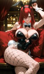 ai_generated big_breasts breasts bunny_costume bunny_ears bunnysuit curvy curvy_figure erza_scarlet fairy_tail red_hair sexy sexy_body sexy_pose teasing thick_legs thick_thighs