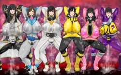 6girls ahim_de_famille bodysuit breast_expansion breast_growth breast_growth_(enlargement) breasts cg enlarged_breasts erect_nipples erect_nipples_under_clothes female female_focus female_only fueki_koyomi gokai_pink hanaori_kotoha heroine hokekyo_9 huge_breasts instant_loss kaizoku_sentai_gokaiger kamen_rider kamen_rider_fourze_(series) kamen_rider_nadeshiko kamen_rider_tsukuyomi kamen_rider_wiseman kamen_rider_wizard_(series) kamen_rider_zi-o_(series) kishiryu_sentai_ryusoulger koyomi_fueki kyoryu_violet looking_at_viewer multiple_females multiple_girls nadeshiko_(kamen_rider_fourze) nipples nipples_visible_through_clothing samurai_sentai_shinkenger shinken_yellow skintight skintight_bodysuit skintight_suit squatting squatting_position super_sentai thick_thighs thighs tokusatsu tsukuyomi_(kamen_rider_zi-o) wide_hips yayoi_ulshade