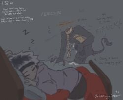 a_regect anime_style black_body black_fur chains clothed_male colored cum_on_bed cumming cumming_on_self dripping_cum gay hoodie hovering jerking_off knot knotted_penis masturbating masturbation mcyt minecraft minecraft_youtubers missing_limbs nonconsensual one_eye_closed pervert see-through sleeping somnophilia standing talking_to_self tentacle text twitch twitch.tv twitch_streamer twitching twitter twitter_username underwear unknowing_bystander watermark white_hair yaoi yellow_blush yellow_eyes youtube youtuber youtubers ze_(a_regect)