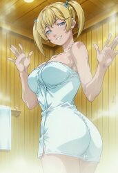 1girls ai_generated ass ass_focus bangs bare_legs bare_shoulders bible_black bible_black_only big_ass blue_eyes blush butt_crack cleavage clothing curvaceous curvy curvy_body curvy_female curvy_figure female female_focus female_only hair_ornament hair_ribbon half-closed_eyes looking_at_viewer looking_back looking_back_at_viewer mikimoto mostly_nude narrowed_eyes naughty naughty_face naughty_smile partially_clothed pinup rear_view round_ass seducing seduction seductive seductive_body seductive_eyes seductive_gaze seductive_look seductive_mouth seductive_pose seductive_smile short_hair solo steam teasing_viewer teasing_with_butt teen teenage_girl teenager thighs tied_hair towel towel_only towel_rack twintails upper_body viewed_from_behind waving waving_at_viewer waving_hand wet wet_body wet_skin white_skin white_towel