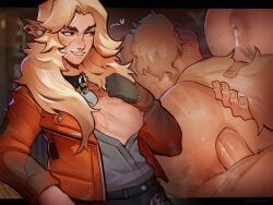 4:3 anal anal_sex animal_humanoid ass blonde_hair bodily_fluids breasts canid canid_humanoid canine canine_humanoid clothed clothing collar cum cum_in_ass cum_inside deadlock duo ear_piercing ear_ring eyelashes female female_focus female_humanoid female_penetrated fluffydango freckled_butt freckled_face freckles genital_fluids genitals grabbing_tail hair hi_res human human_on_humanoid human_penetrating human_penetrating_humanoid humanoid humanoid_focus humanoid_penetrated inner_ear_fluff interspecies jacket lips male male/female male_penetrating male_penetrating_female mammal mammal_humanoid mythological_canine mythological_creature mythology open_clothing open_jacket open_topwear penetration penile penile_penetration penis_in_ass piercing pubes ring_piercing sex silver_(deadlock) smile tail tail_grab topwear tuft undressing valve vulva werecanid werecanine werecreature werewolf wolf_humanoid