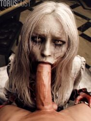1boy 1girls 3d big_penis black_pupils blood_in_mouth blood_on_hand blood_stain blowjob clothed clothed_female clothed_female_nude_male completely_nude completely_nude_male fellatio female grey-skinned_female grey_body grey_skin kneeling large_penis light-skinned_male light_hair male male_human/female_undead oral pale-skinned_female pale_skin partial_male penis penis_in_mouth pov pov_male resident_evil resident_evil_9:_requiem selena_corey submissive_female sucking sucking_penis sweating torusdust undead undead_female white_dress white_hair white_iris zombie zombie_girl