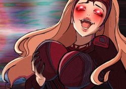 big_breasts black_fingers blush breasts city_boy doctor_strange_in_the_multiverse_of_madness glowing_eyes grabbing_breasts grabbing_own_breast lalacatio02 looking_up marvel marvel_cinematic_universe marvel_rivals red_eyes scarlet_witch scarlet_witch_(multiverse_of_madness) wanda_maximoff yumeko_grabbing_her_breast