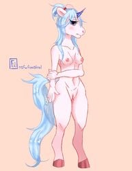 anthro breasts equine female horn mammal milkiipetals nipples pussy solo unicorn