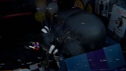 1female 1girls 3d 3d_(artwork) ass black_body black_hair breasts dumptruck_ass female five_nights_at_freddy's five_nights_at_freddy's_2 fnaf hips huge_ass huge_butt hyper hyper_ass hyper_butt large_breasts looking_at_viewer marionette_(fnaf) puppet_(fnaf) puppet_(thepuppetlover) red_lips red_lipstick slugcats_(artist) solo spreading_legs stripes tagme thick_thighs white_face