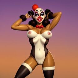 ai_generated brown_skin clown_makeup female female_only naked naked_female smiling_at_viewer