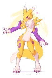 1girls ancesra anthro blush blush breasts curvy digimon digimon_(species) female female_focus female_only furry furry_only hi_res highres naked naked_female nipples nude nude_female renamon small_breasts solo solo_female solo_focus